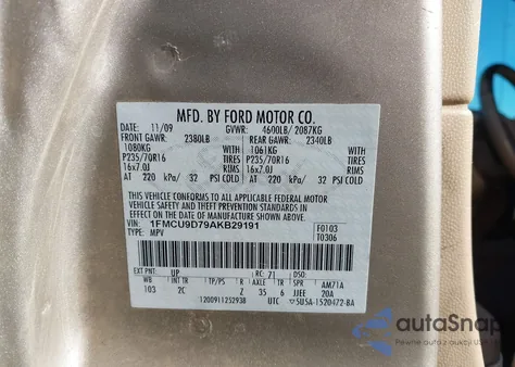 2010 Ford Escape Xlt из США, поврежденный, VIN 1FMCU9D79AKB29191